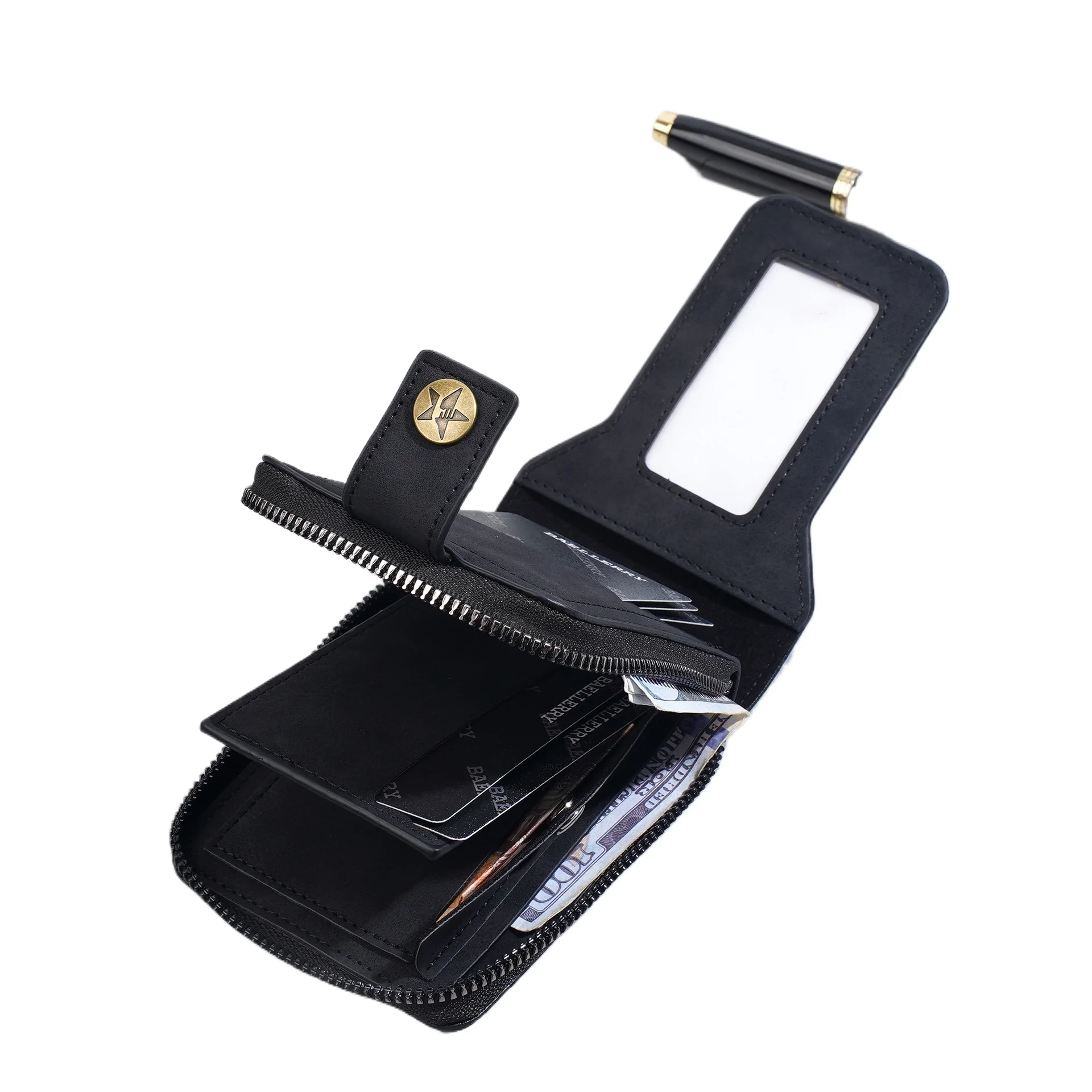 Nowy męski portfel krótki w stylu europejskim i amerykańskim retro, wielofunkcyjny portfel na dokumenty, wysokiej jakości portfel na monety z PU