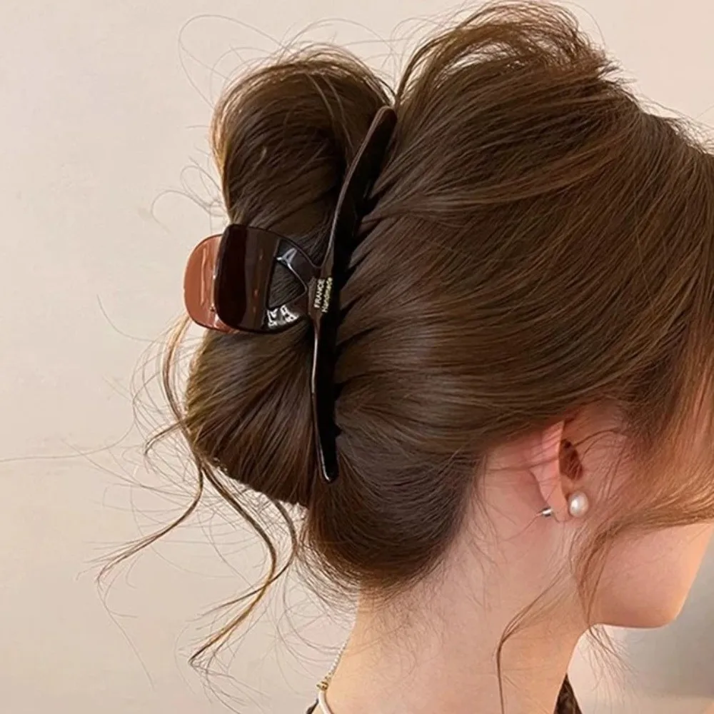 

Korean High-End Acetic Acid Hair Claws Elegant Leopard French Big Barrettes Vintage Coffee Acetate Large Shark Clip Styling