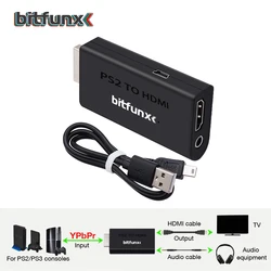 BitFunx-Adaptador de Audio y vídeo HDMI para PS2, convertidor Compatible con HDMI para consola de juegos PS2 480i/480p/576i/576P/720P/1080i