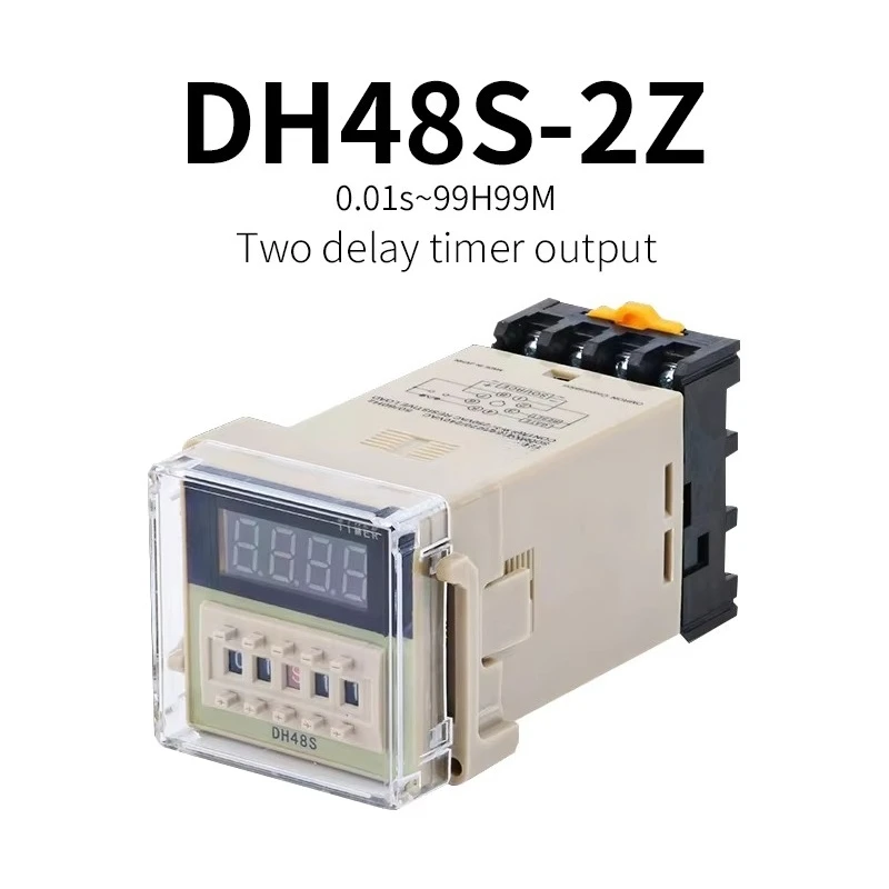 Digital LED Programmable Timer Relay Switch DH48S-2Z 0.01S-99H99M With Socket Base AC/DC 12V 24V 220V 380V Delay Timer