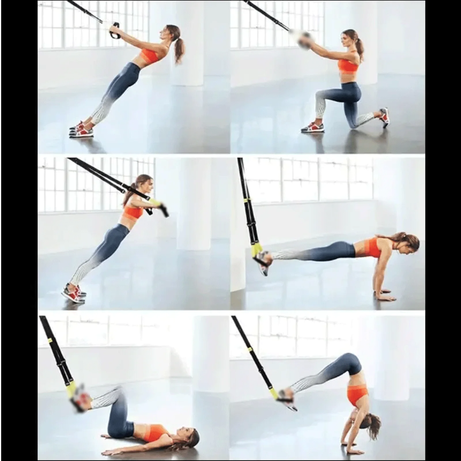 Suspension Trainer System Hanging Training Strap Home Gym Equipment or Outdoor Workout Adjustble Yoga Belt Wall Mount Band