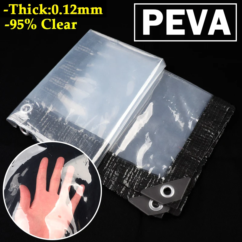 95% Clear PEVA Rainproof Cloth Patio Pergola See Through Tarp Curtain Home Window Keep Warm Film Outdoor Transparent Tarpaulin