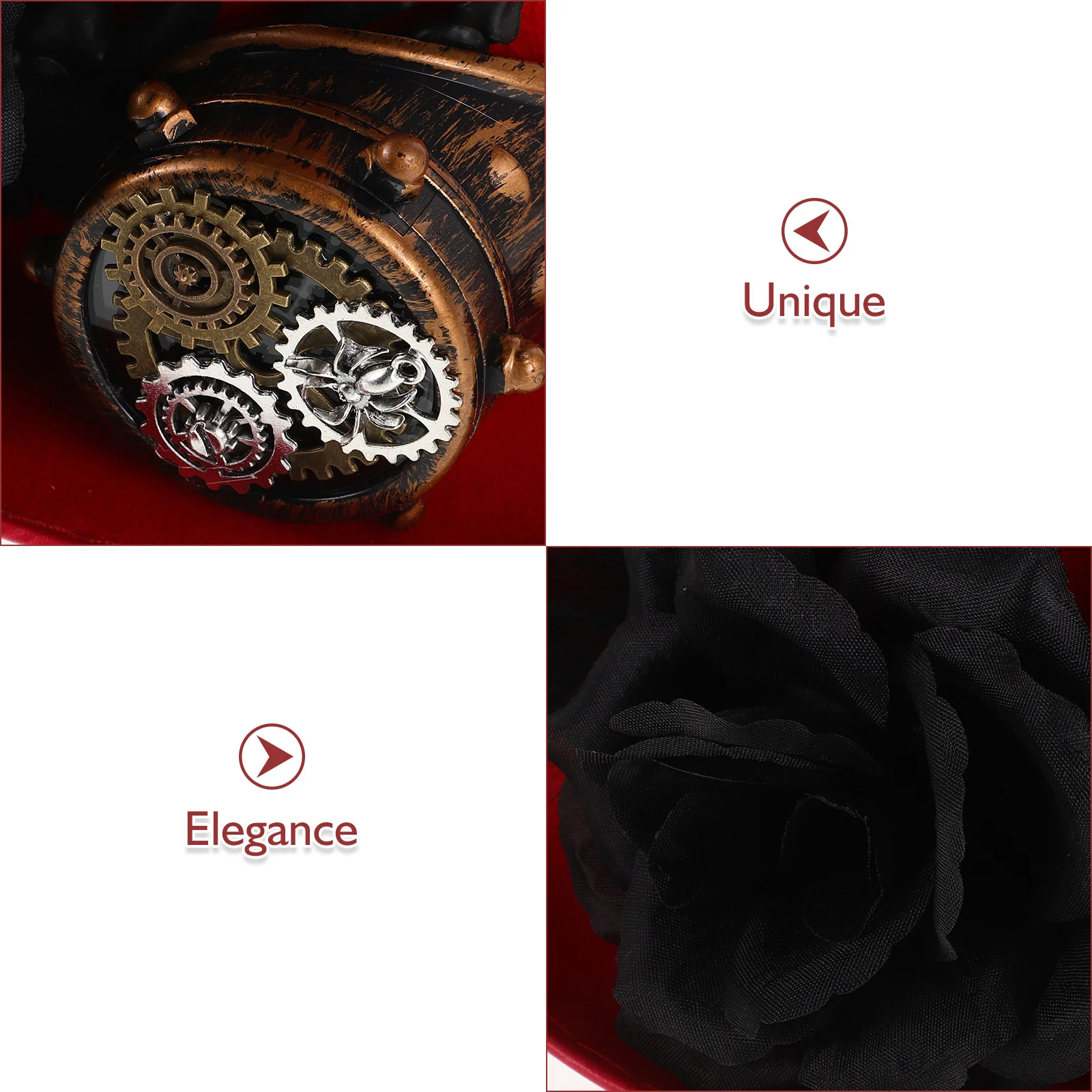 스팀펑크 탑햇 해골 손 장미 디자인 내구성 있는 원단 할로윈 코스튬 코스프레 파티 액세서리 남녀 공용