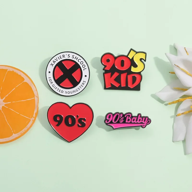 90s Baby Funny Slogans Enamel Pin Nostalgia 90s Kids Collected Brooches Lapel Badge Gifts Jewelry for Friends Wholesale