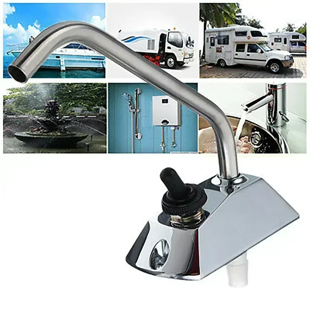 

Zinc Alloy Metal Faucet 12V Galley Electric Water Pump Tap Faucet Water Tap With Switch For Caravan Motorhomes Boat 90x43x121mm