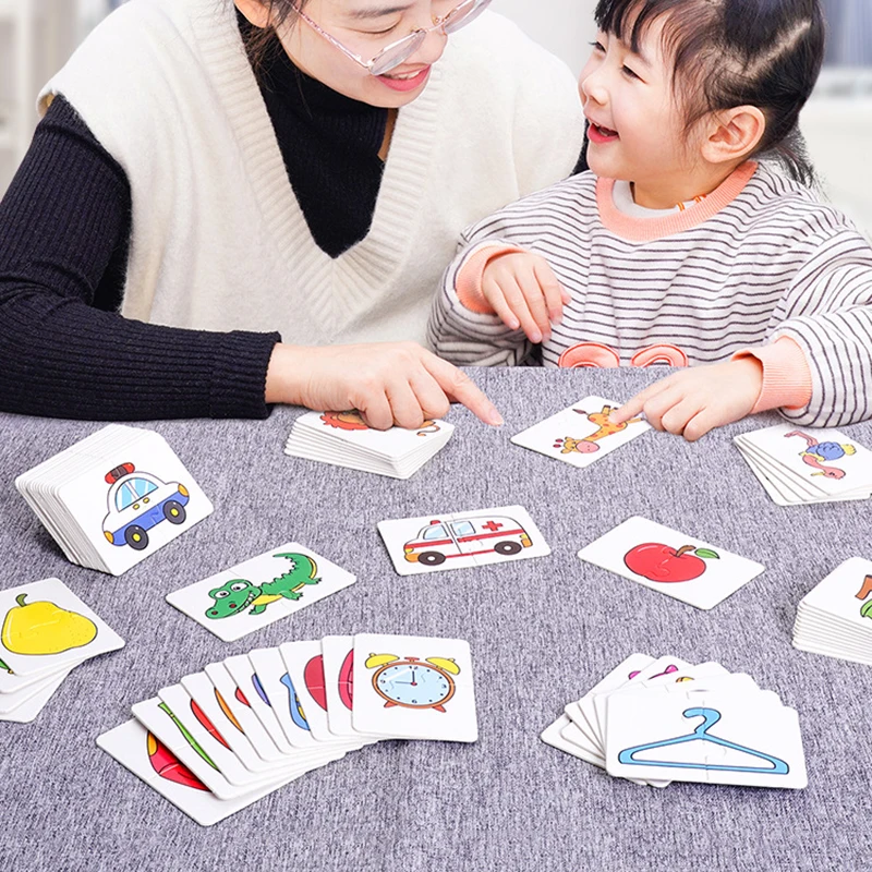 32Pcs Toddler Matching Card Early Montessori Education Puzzle Toys Cartoon Jigsaw Animal Color Shape Cognitive Training Gifts