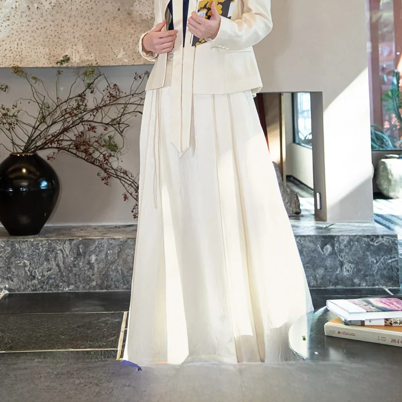 

Loose Women's Midi Skirt Textured Traditional National Sle New Spring Summer A-Line Gown mid Waist Long Skirt Polyester Vis...