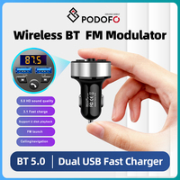 Podofo Transmitter FM Car Bluetooth 5.0 With Type C Dual USB Fast Car Charger MP3 Player Radio Transmitter