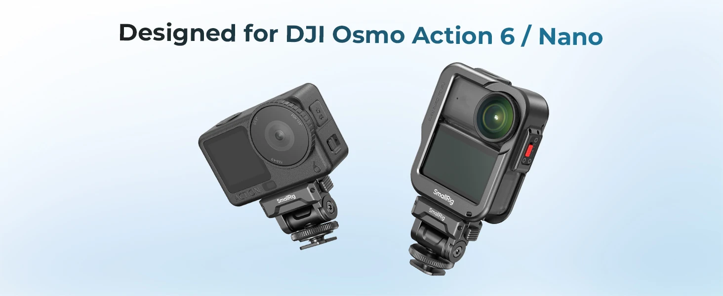 SmallRig Cold Shoe-Halterung für DJI Osmo Action 6 / Nano, mit Schnellverschluss-Halterung 160 ° Neigungsverstellbar mit 1/4"-20-Grad-Loch für Käfige – Detail 7