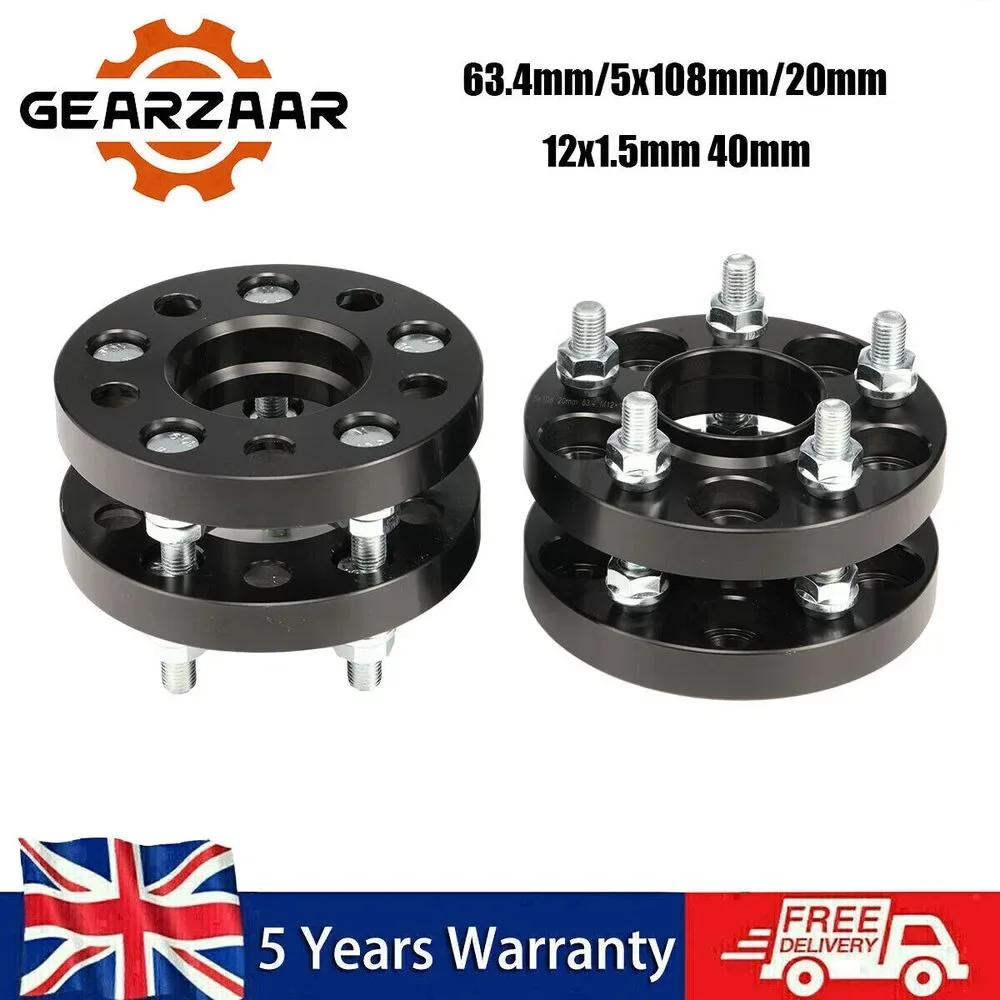 20mm Bolt-On Wheel Spacers (4) 5x108 63.4 Fits Ford Mondeo Focus MK2 MK3 RS ST