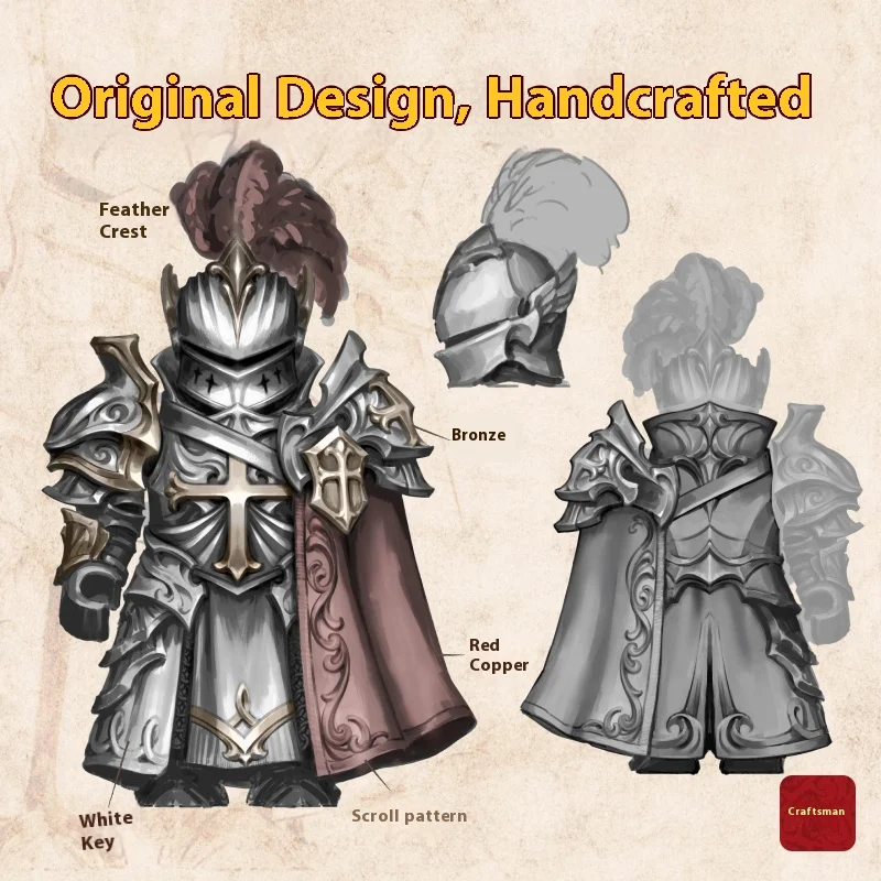 Estatuilla de caballero cruzado Paladin de Metal desmontable, adorno de escritorio de estilo chino, figura de acción coleccionable, modelo de juguete para regalo