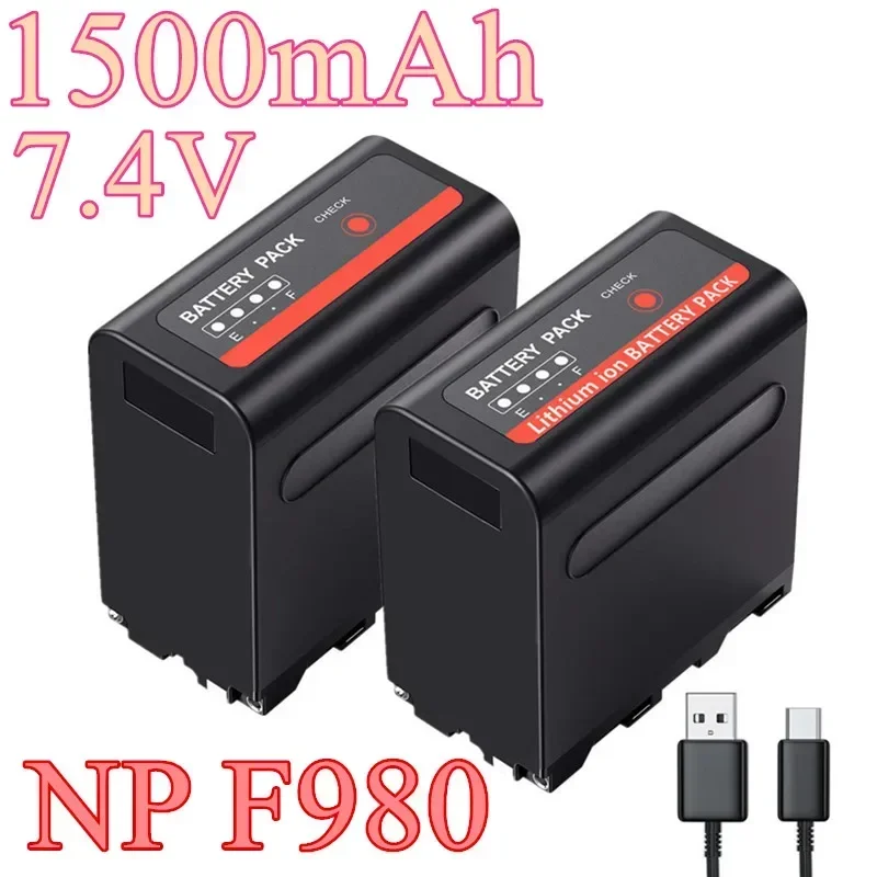 15000mah NP-F980 NP-F960 NP-F970 for Sony Camera Battery 7.4v Compatible with 5v Usb Output for CN-126,CN-160,yn160s,yn300Series