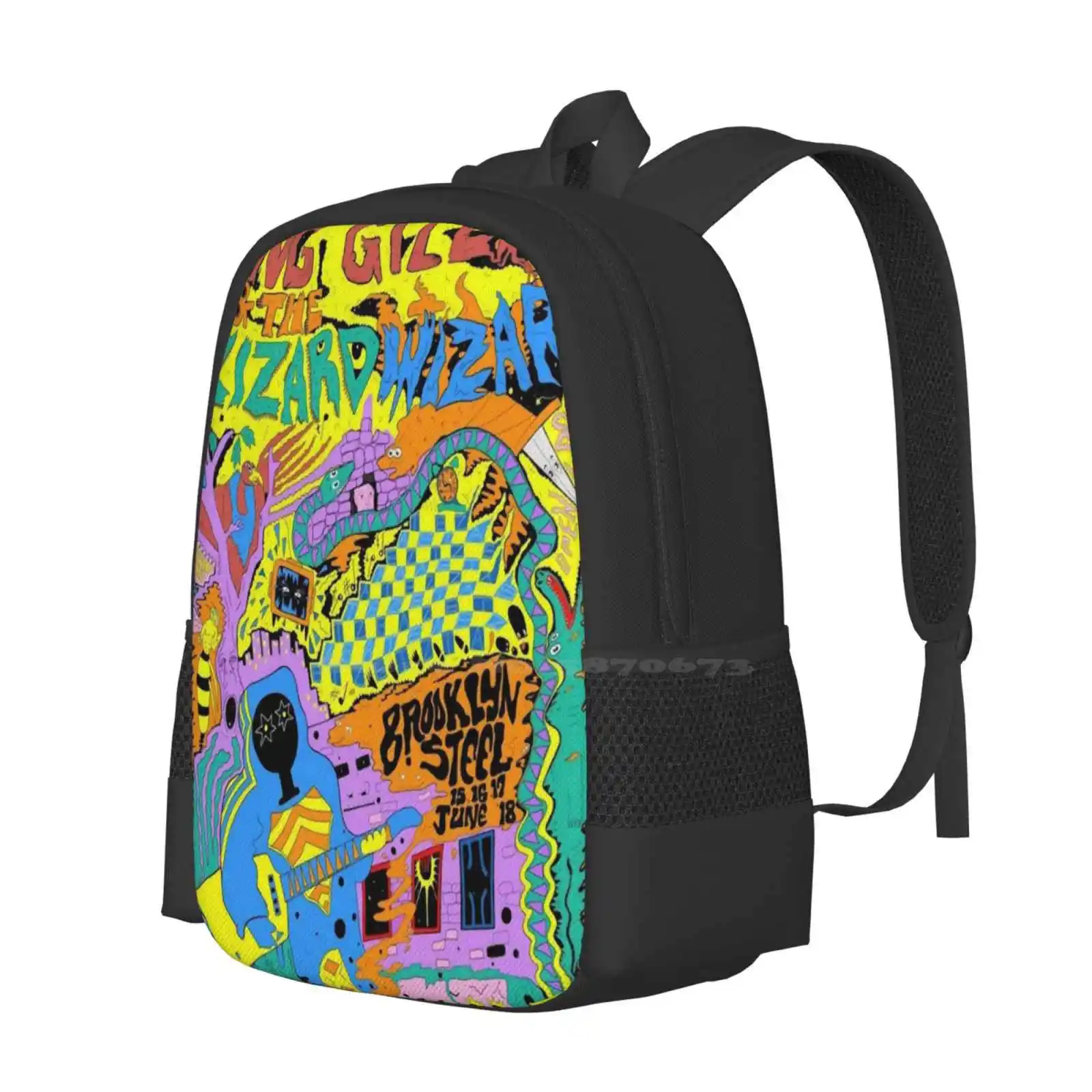 King Gizzard And The Lizard Wizard Brooklyn Gig Poster Backpacks For School Teenagers Girls Travel Bags Psychadelic King