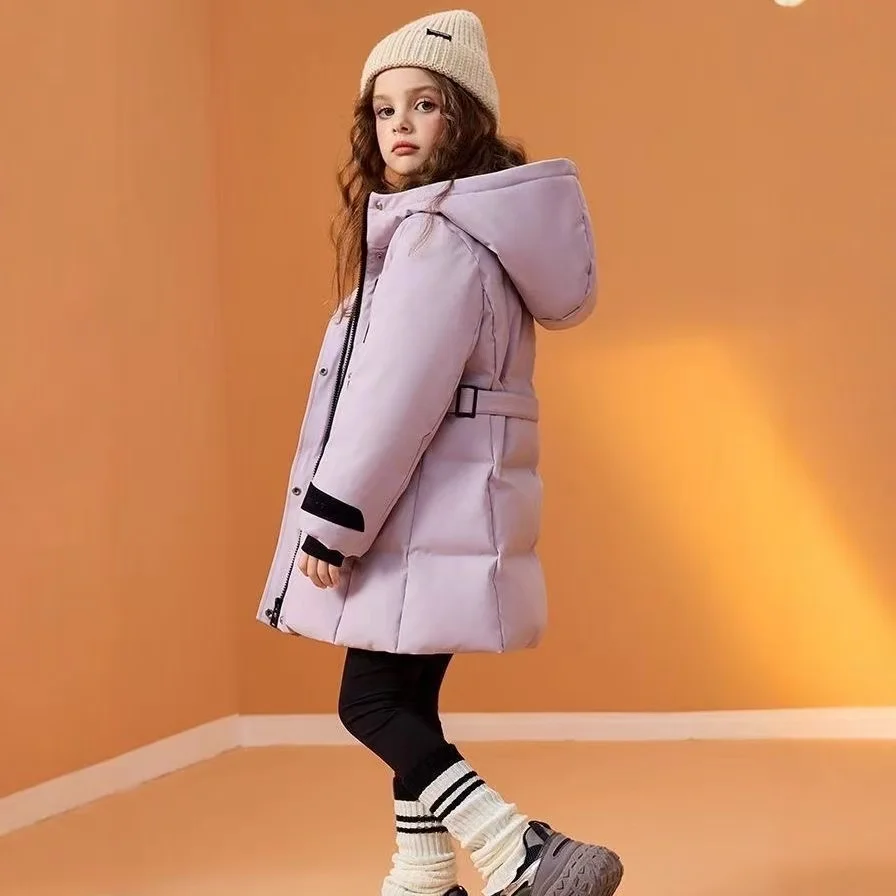 Winter Children Girls Parka Kids Girl Down Jacket Thicken Warm Windbreaker Young Teenager Girl Plus Velvet Hooded Outerwear Coat