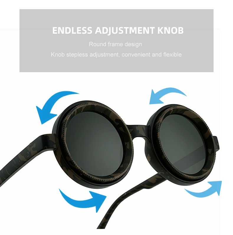 ND9 Verstellbare Dimmbare Polarisierte Runde Sonnenbrille für Herren 2026 Luxusmarke Punk Anglerbrille Outdoor-Eyewear UV400 Schutz – Detail 6