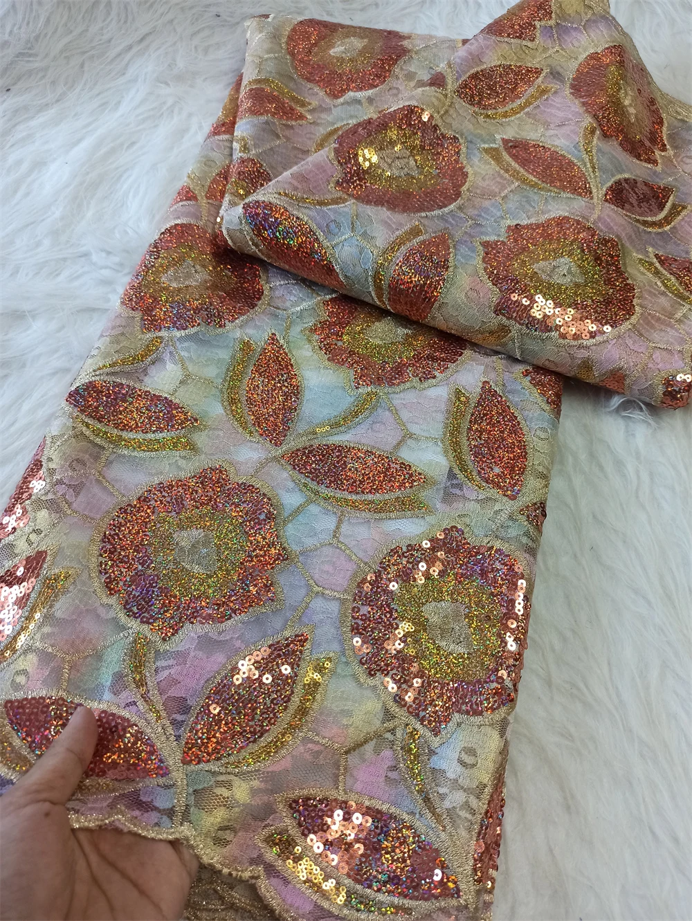 

Африканская нигерийская гипюровая вышивка, новейшая 2025 блесток, высокое качество для шитья, тюлевые кружевные тканевые платья, 5 ярдов, JH0082