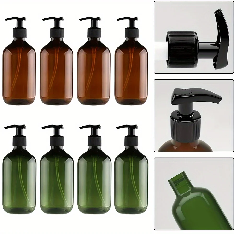 4PCS 300ml Bathroom Soap Dispenser Reusable Hand Pump Dispenser Bottle Bathroom Shower Gel Shampoo Refillable Bottle Container