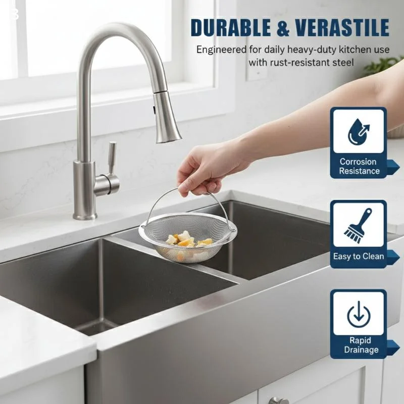 

1pcs Stainless Steel Kitchen Sink Filter Kitchen Garbage Food Residue Dishsink Filter With Handle Metal Sink Strainer