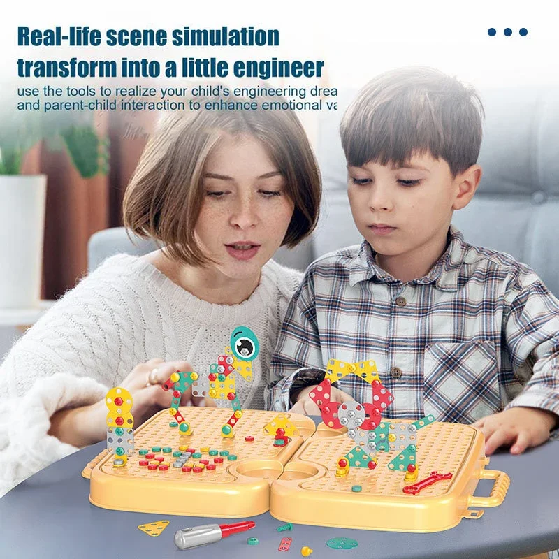 مجموعة أدوات DIY محاكاة الحفر المسمار الجوز لغز التظاهر اللعب لعبة تعليمية تفكيك التجمع لعبة البناء هدايا الصبي طفل