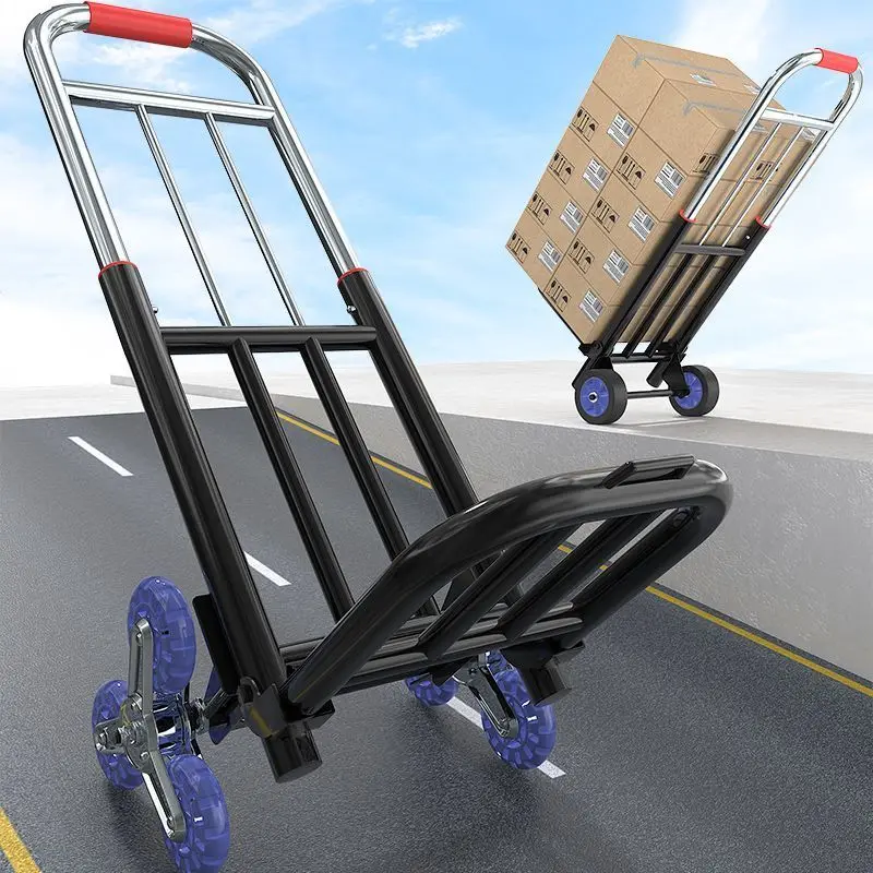 extra-thick-folding-hand-pulled-cart-stretachable-suitcase-truck-camping-flatbed-hand-pulled-cart-stair-climbing-tool-car
