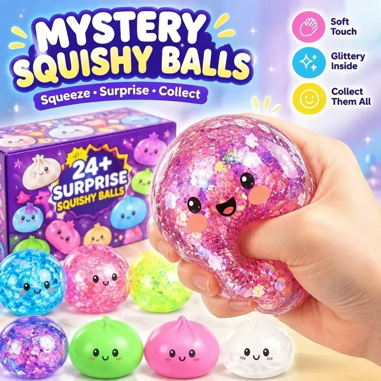 Blind Box Advent Calendar 24Day Mystery Dumpling Squishy Fidget Antistress Toy Christmas Gift for Teen Adult