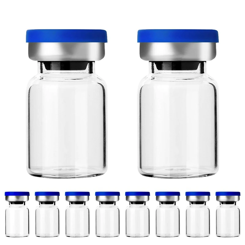 Sterile Empty Vials With Self Healing Injection Port,With Aluminum Plastic Cap,Sealed Empty Vials (5ML 10PCS)