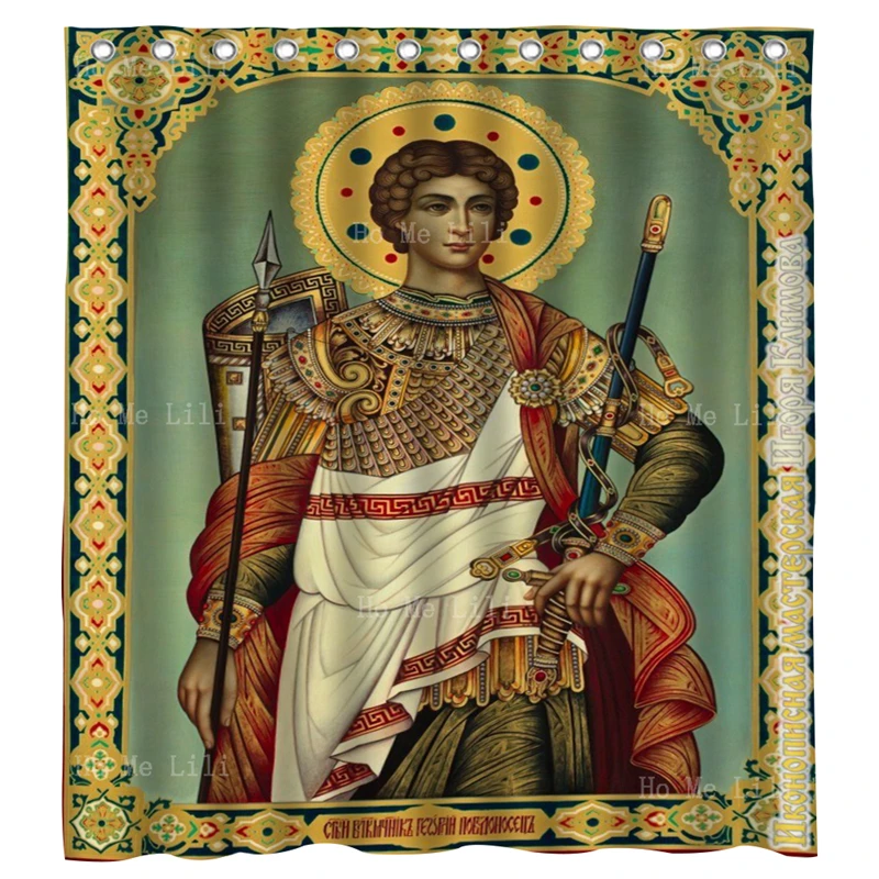 Christianitys First Bright Orthodox Church Icon The Great And Holy Martyr Of Saint George Shower Curtains By Ho Me Lili