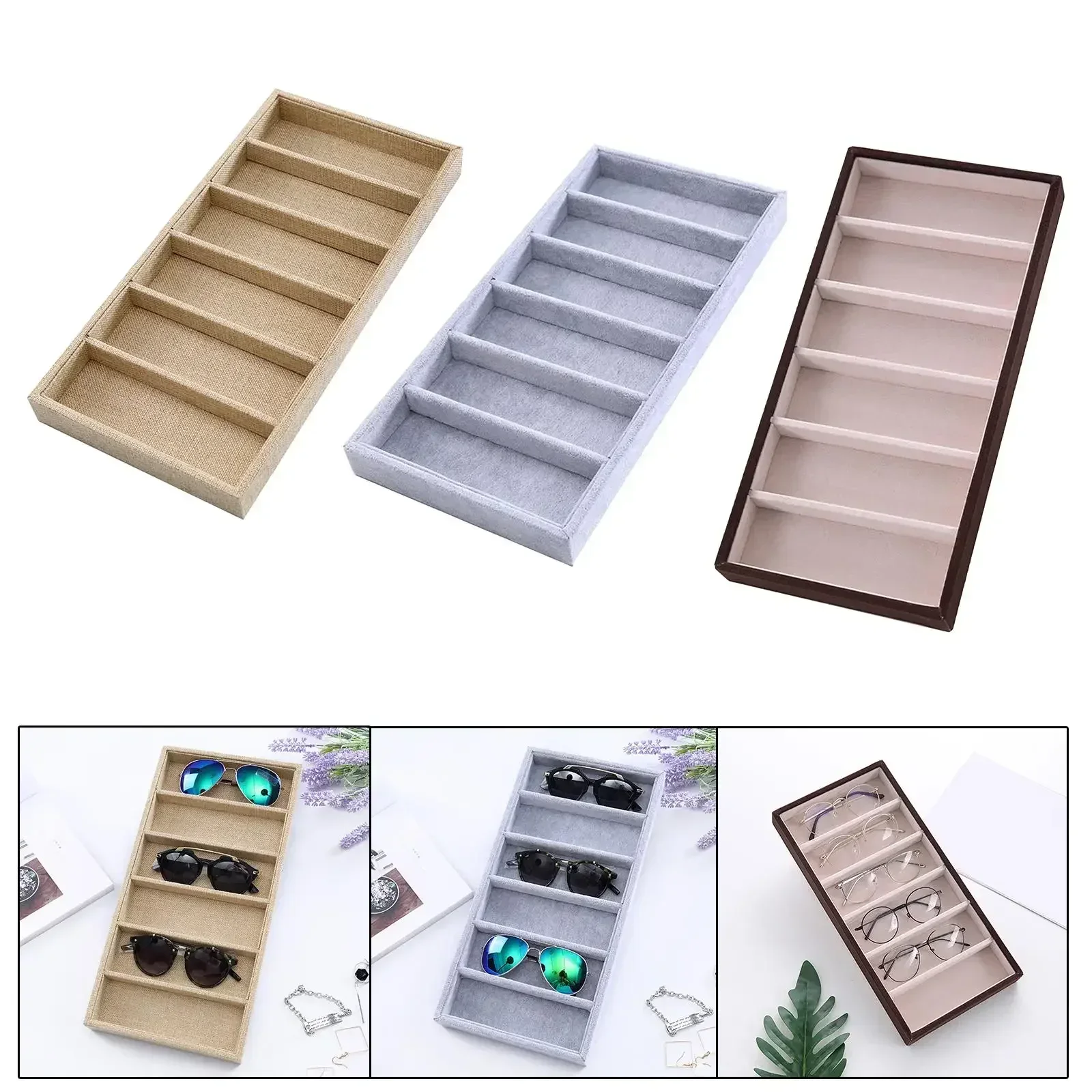 

6 Grid Sunglasses Storage Box Organizer Glasses Display Case Stand Holder Tray Eyewear Eyeglasses Box Sunglasses Case