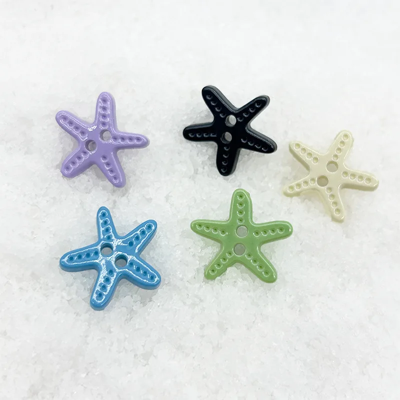 50pcs of New imitation shell two-eyed starfish button irregular Colourful cartoon button coat cardigan sweater diy button