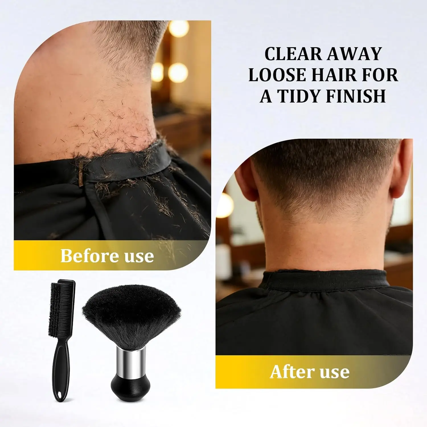 2Pcs Barber Brush Neck Duster Set Soft Hair Duster and Fade Brush for Hair Cutting, Clipper Cleaning Salon Barber Accessories