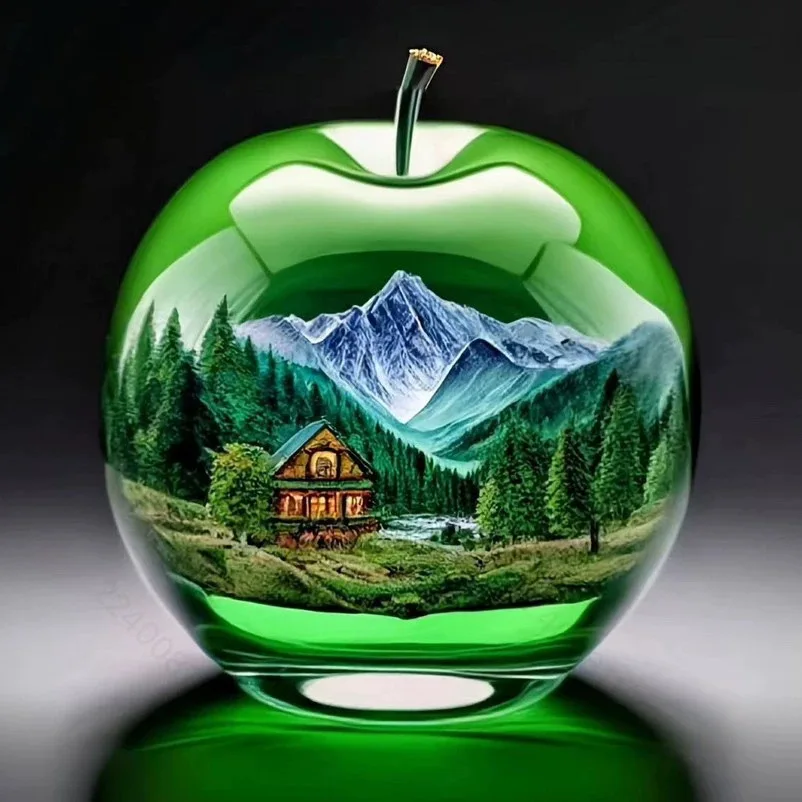 2D Acrylic Apple Landscape Desktop Decoration Ornament Home Living Room Entrance Tabletop Decoration Office Table Ornament