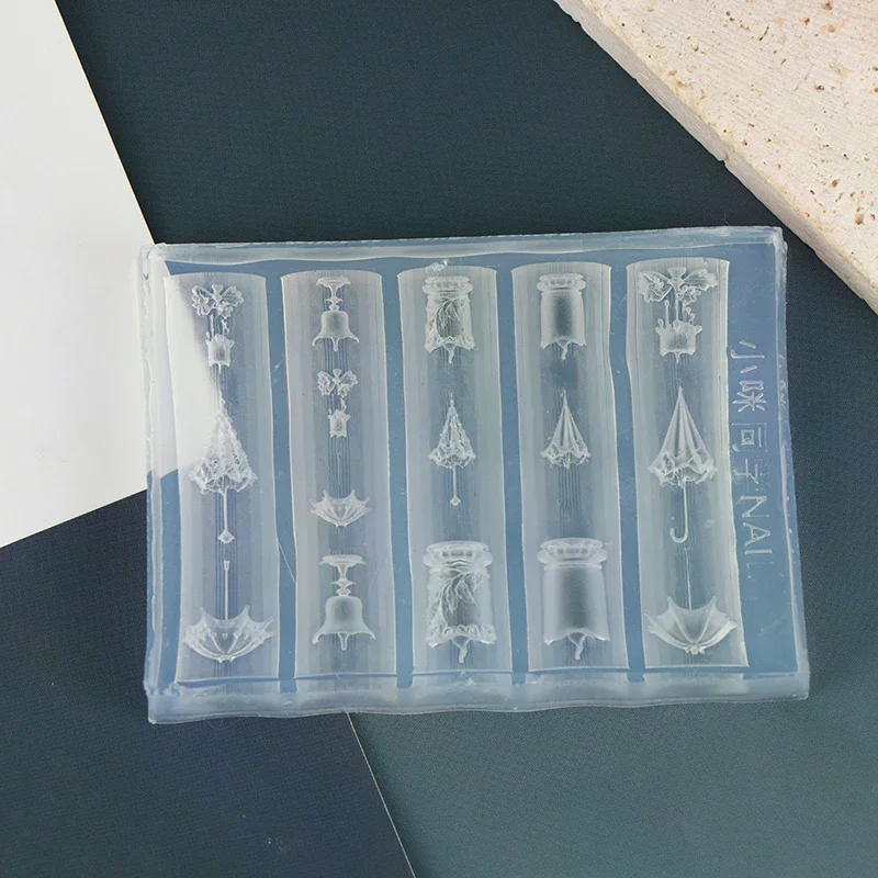 3D レリーフレース傘シリコーンネイルアートモールド DIY ネイルデコレーション透明マニキュアテンプレート傘シリコーンネイルアートモールドギフト
