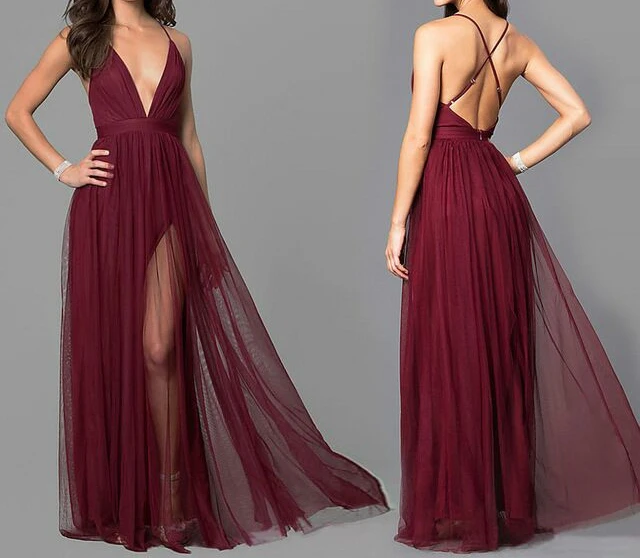 

Women's New Strap Chiffon Dress Long Skirt