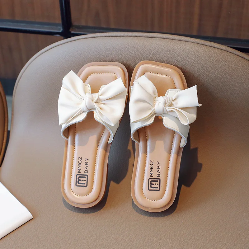 

Детские летние пляжные туфли с открытым носком, нескользящие шлепанцы для девочек с бантом, модные детские туфли-принцессы