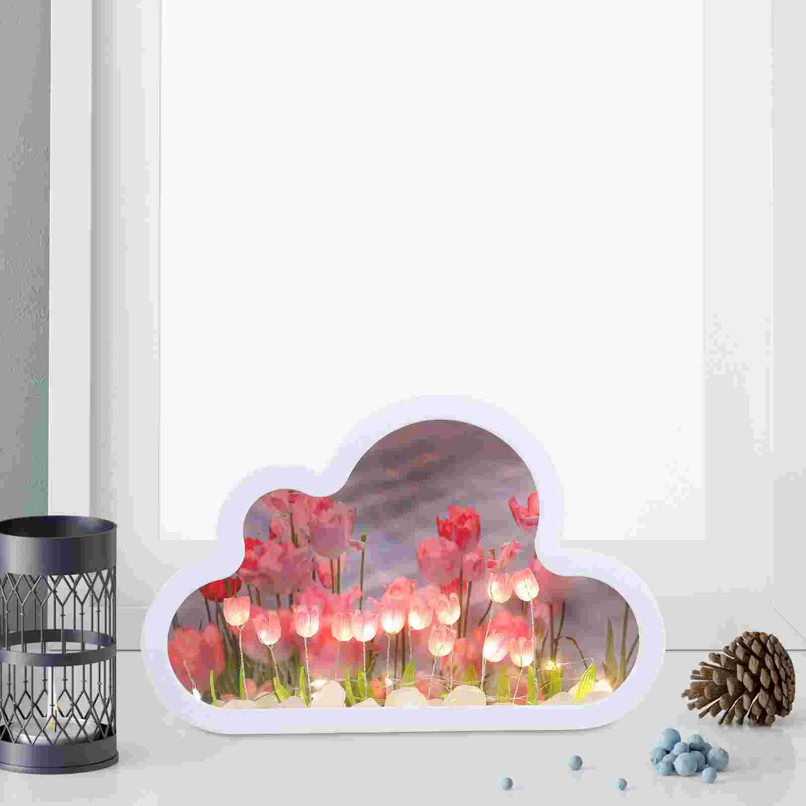 Nachtlicht DIY Tulpenlampe Tulpen Fotorahmen Materialpaket Wolke Abs Dekoratives Zuhause