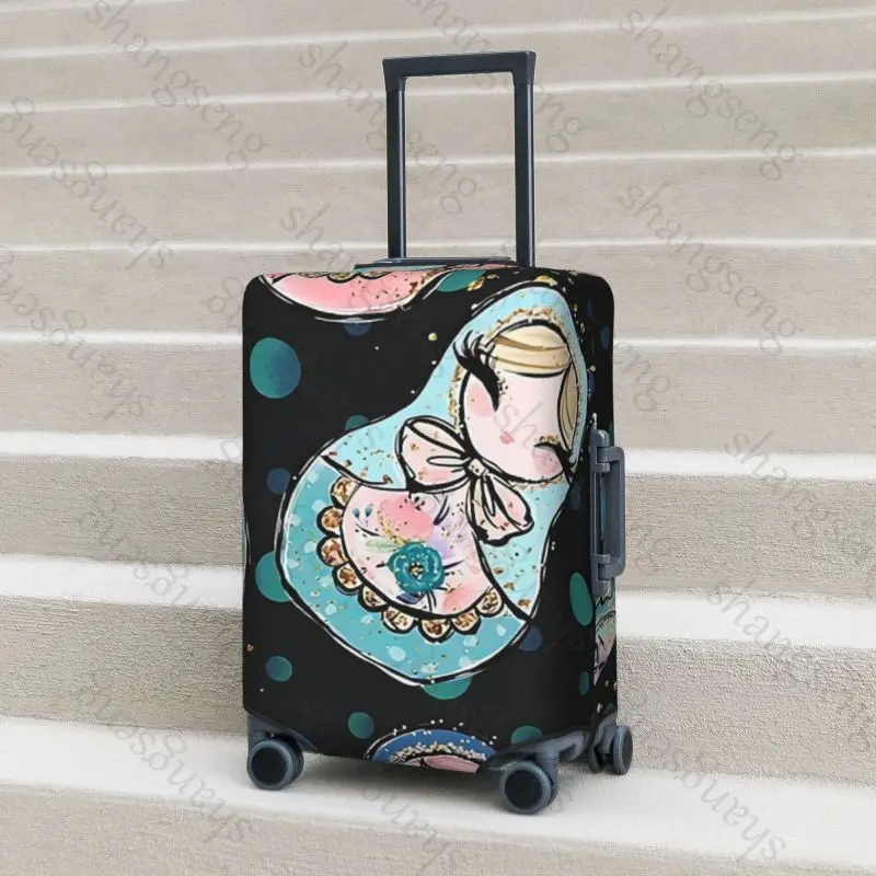 Russian nesting dolls Travel suitcase protective case, suitcase cover, elastic protection, washable Luggage cover, 18-32 in