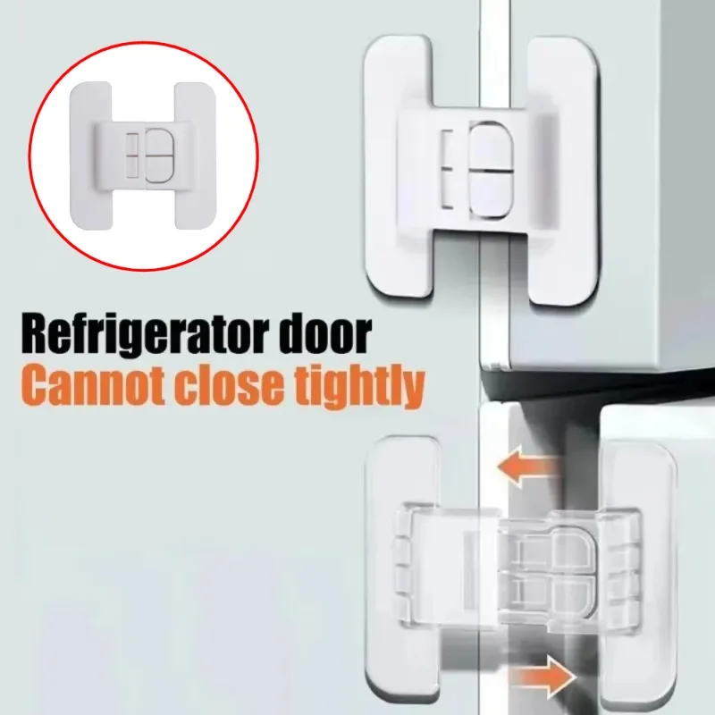 Refrigerator Latch, Anti‑Peel Baby Safety Fridge Lock for Glass & Metal Cabinets, No‑Drill Household Hardware Accessories