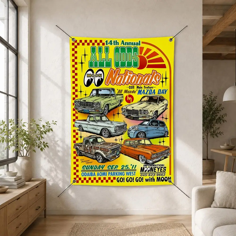 Fashion M-Mooneyes Flags Custom Camping Outdoor Garden Room Bedroom Decor Party Backdrops Wall Art Family Gifts