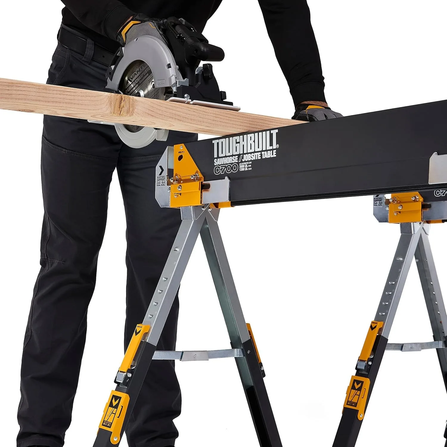 TOUGHBUILT TB-C550/TB-C700 Sawhorse / Jobsite Table Construction Stand Folding Load Bearing Construction Site Saw Horse MiterSaw