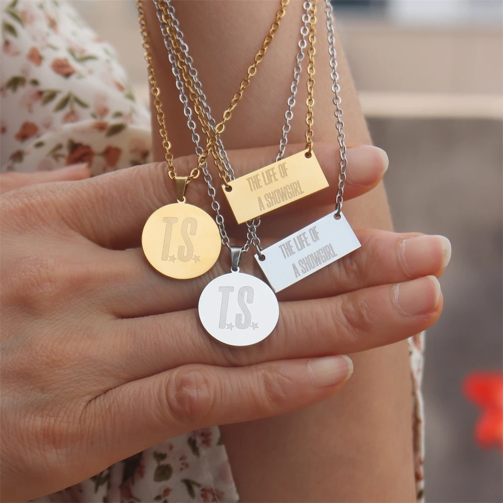 Engraved Showgirl Necklaces for Taylor Concert Music Lover Gift Stainless Steel Inspired Neccklace for TS Fans Fashion Jewelry