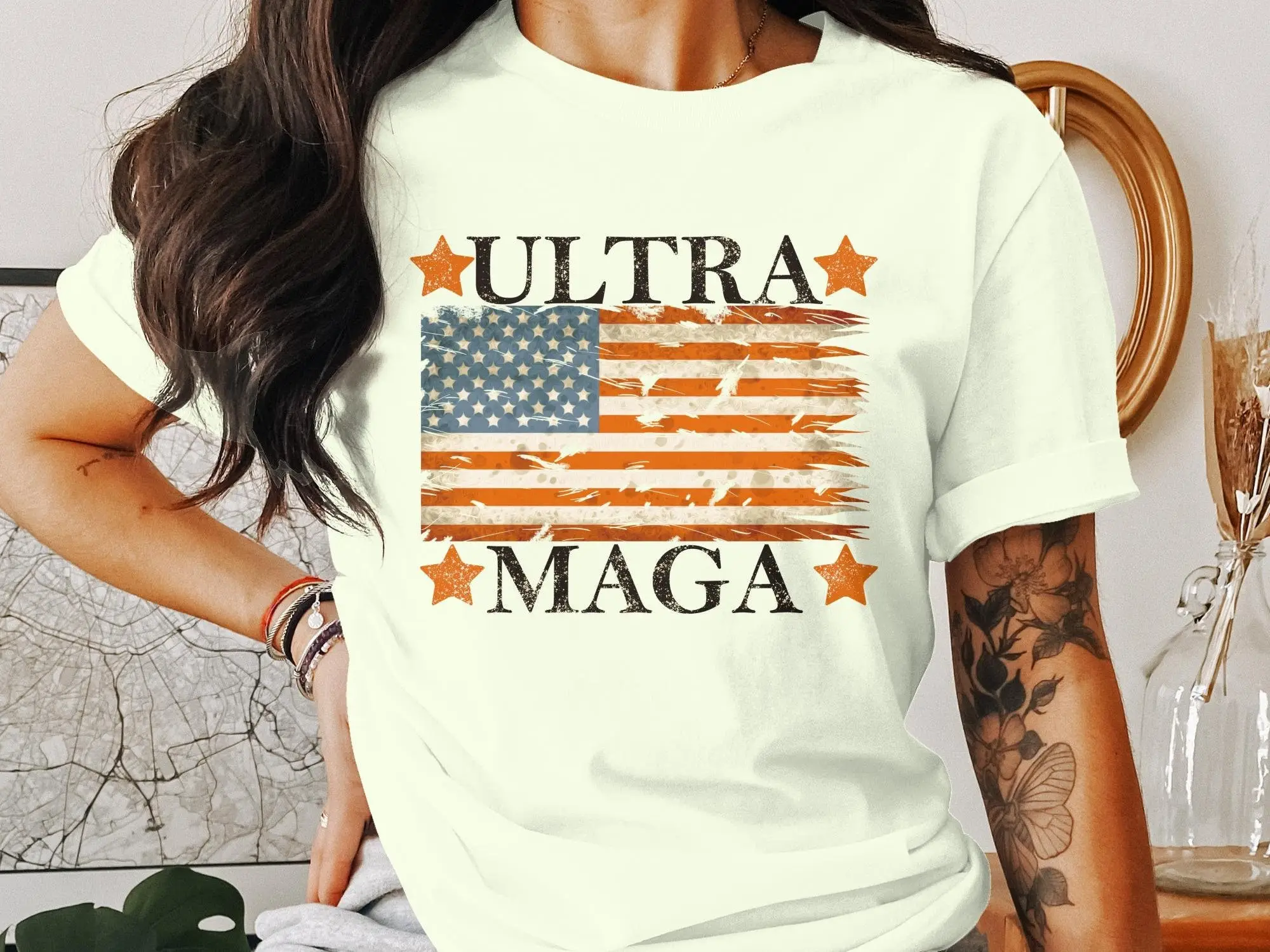 Ultra Maga T Shirt Vintage American Flag