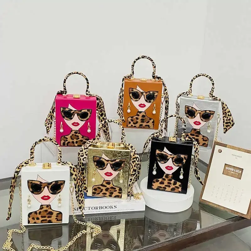 Candy Color Girls Printed  Handbags Funny Purses for Women Designer Bag Leopard Box Bags for Women 2025 Evening Bag Clutch Lady