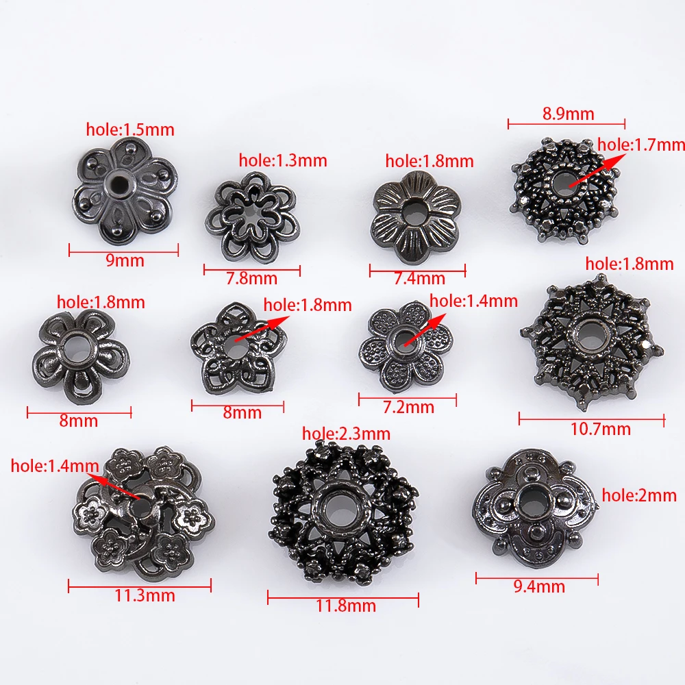 20pcs 10pcs Gun Black Flower Cap Bead Alloy Jewelry Accessories Flower Holder Spacer Bulk DIY Beaded Bracelet Necklace Supplies image 6