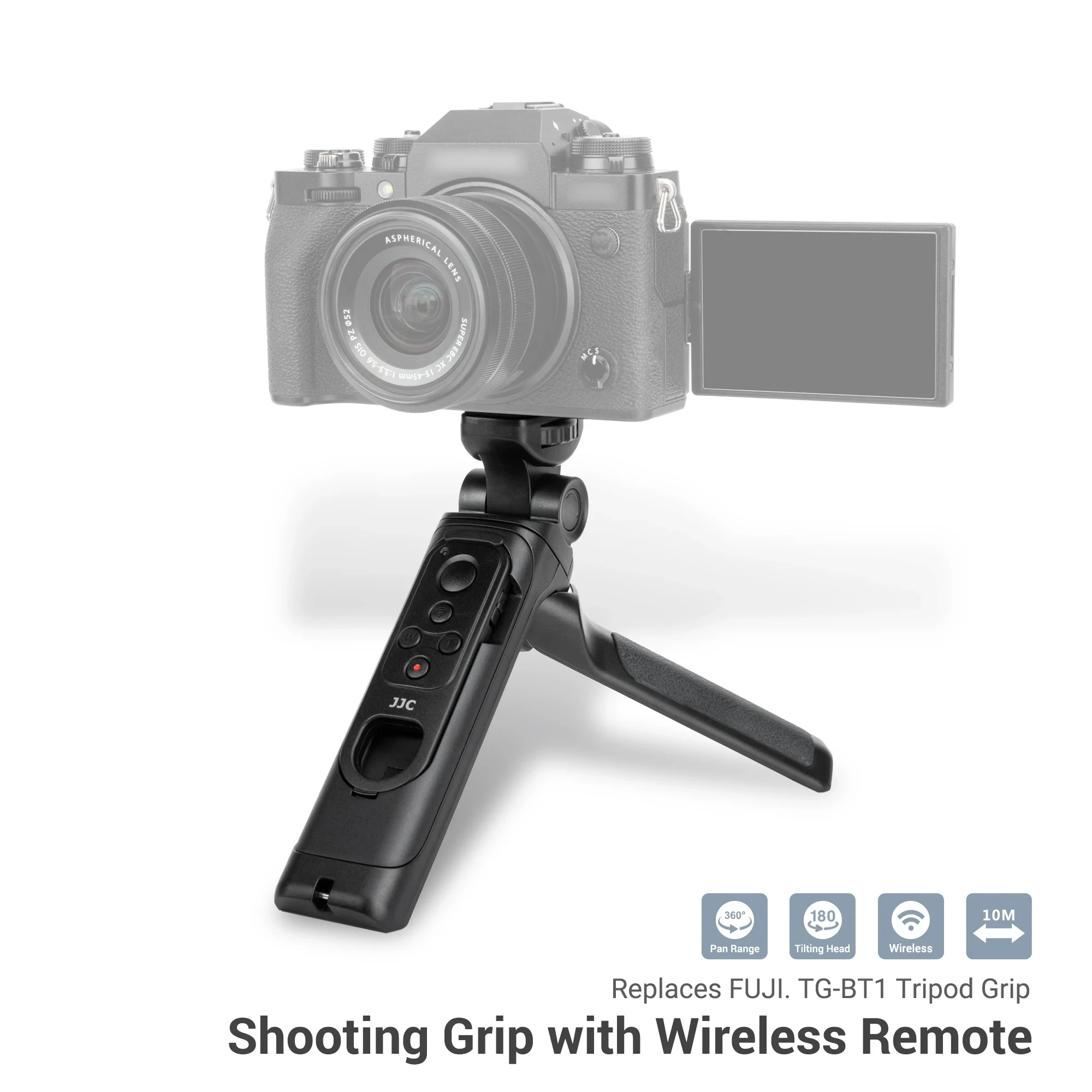 JJC Shooting Grip with Wireless Remote For Fujifilm Cameras X100VI, X-S20, X-T50, X-H2, X-T5, X-T4, X-T3, X-T30 II, X-T30, X-S10