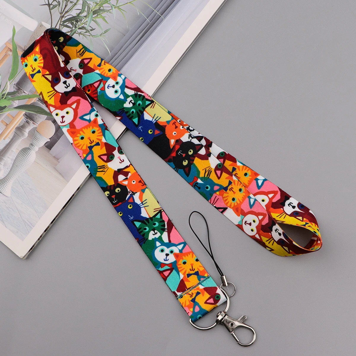 Cartoon Cat Neck Strap Cute Animal Lanyards for Key ID Card Gym Cell Phone Strap USB Badge Holder Rope Pendant Key Chain Gift