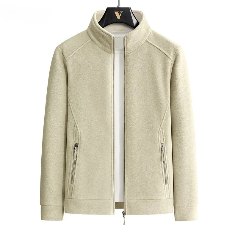 

Men's Big Size 9XL Jacket, Stand Collar Zip Up Polar Fleece Coat, Windproof Thick Warm Winter Spring Outwear