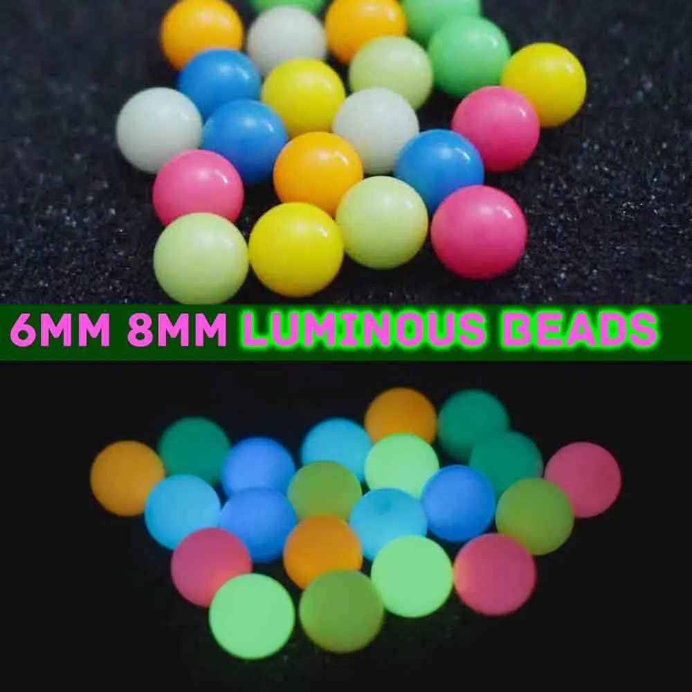 EDC مضيئة الخرز 6 مللي متر 8 مللي متر تململ الدوران اكسسوارات غير مسامية الخرز مادة الراتنج طويلة الأمد سطوع عالية الكرة الفلورسنت