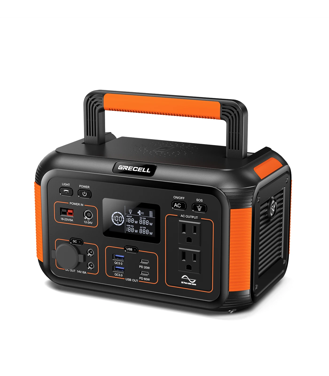 2026 Grecell Solar Generator 110V Solar Pure Sine Wave AC 60W Home Use Camping Outdoors Trip Emergency Portable Power Station 50