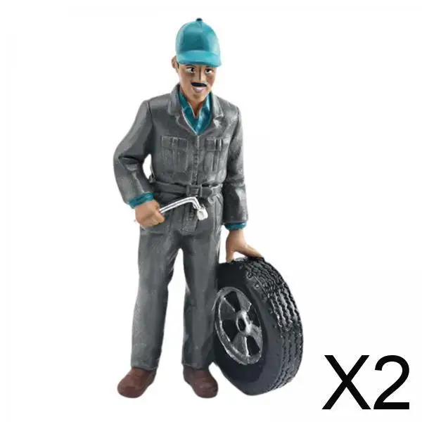 2 estatuetas de personagens em miniatura para decoração de mesa e paisagem