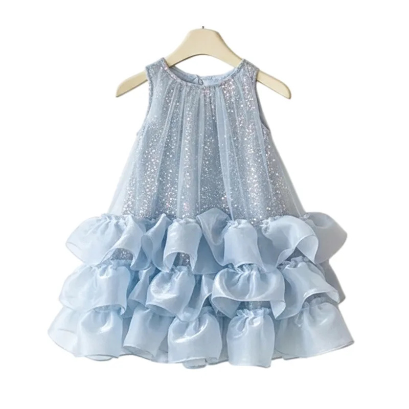 2026 Summer Fashion Toddler Girls  Dress Flower Hem Cake Princess Dress Sweet Cute Party Outfit for Children Baby Girls view 5